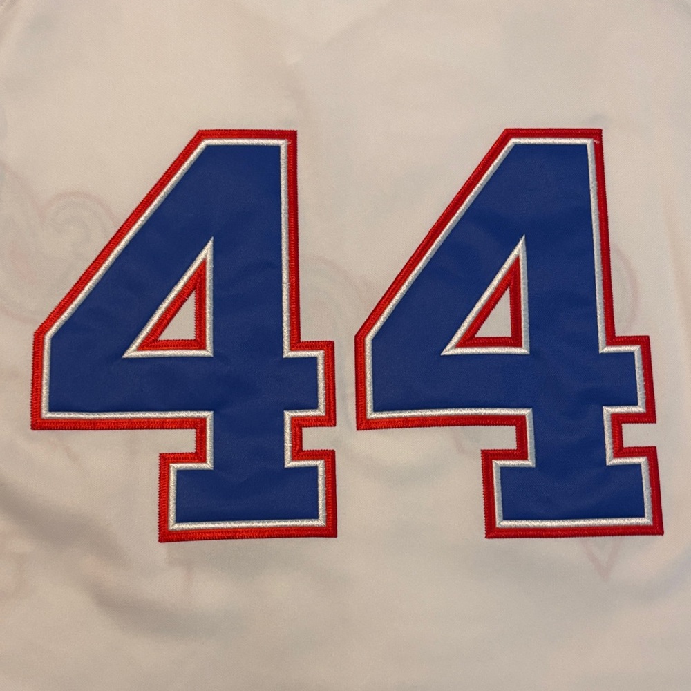 Mitchell & Ness Braves White and Blue Jersey Hank Aaron #44 Throwback - Picture 8 of 10